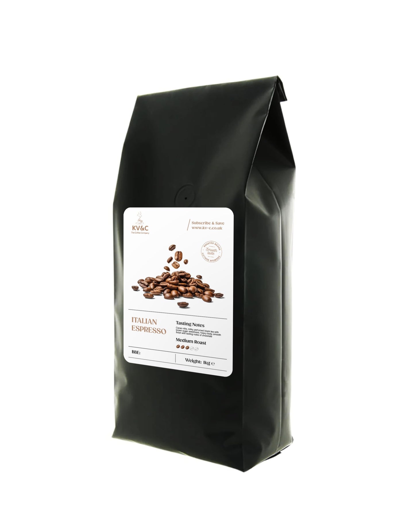 Premium Italian Espresso Coffee Beans - Medium Roast - Arabica & Robusta Blend - Rich Cocoa and Chocolate Notes - 1kg Bag for Everyday Brewing