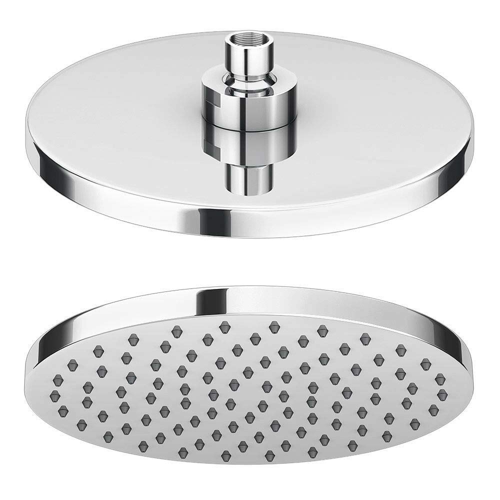 Taps2Traps? Chrome Round 200mm Overhead Shower Head with Anti-Limescale Nozzles + Swivel Joint