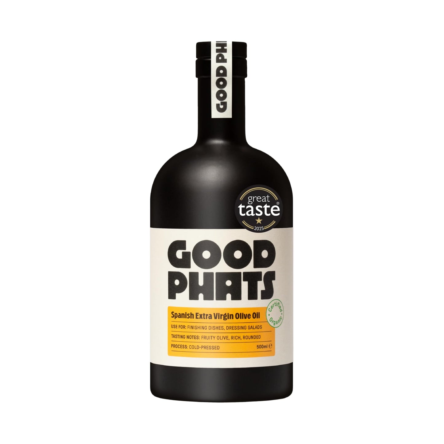 GOOD PHATS Organic Spanish Extra Virgin Olive Oil - Indulgent Cold-Pressed Olive Oil from Andalucia - Medium Smoke Point for Drizzilng, Dipping &