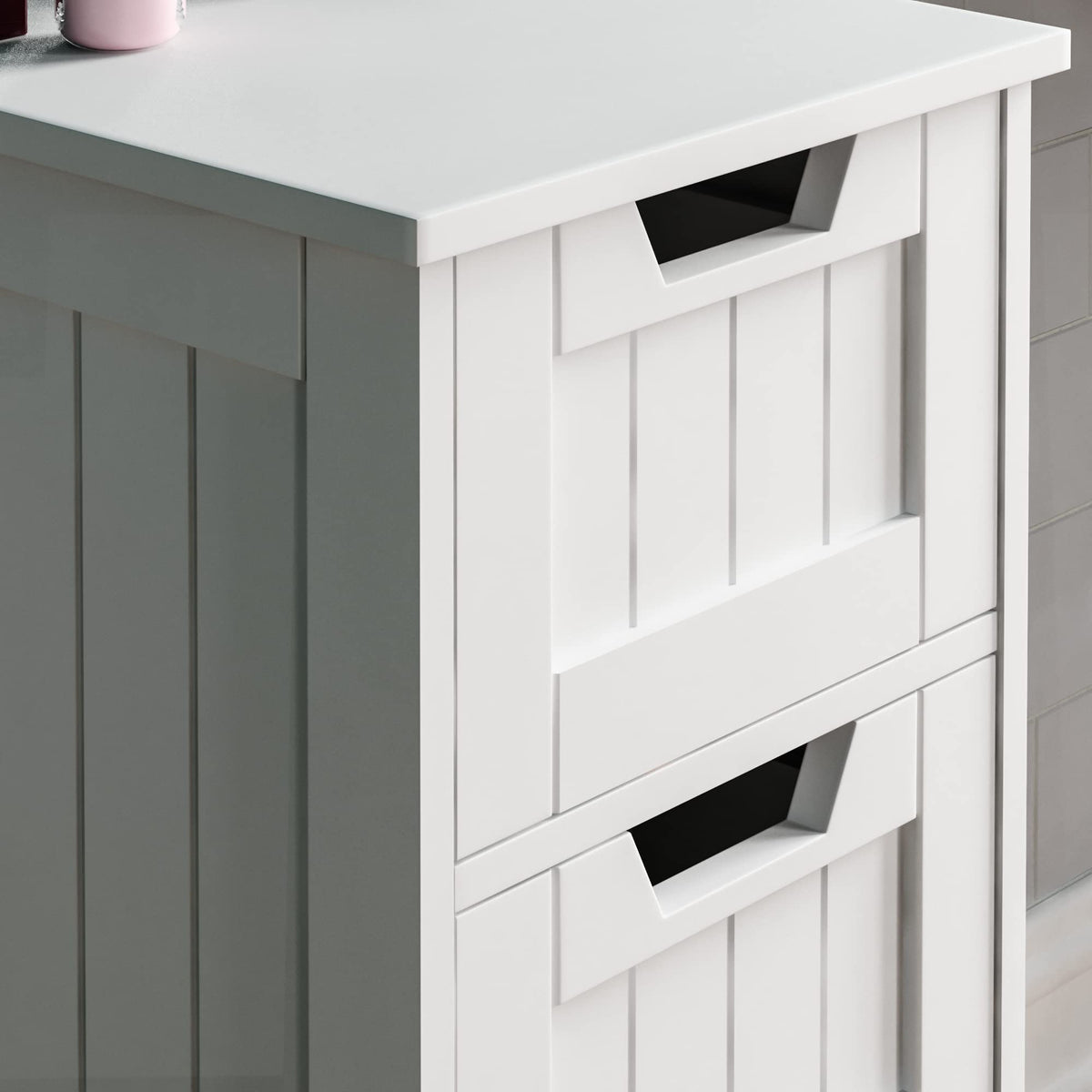 Bath Vida 4-Drawer Floor Standing Cabinet Unit Bathroom Storage, Wood, White