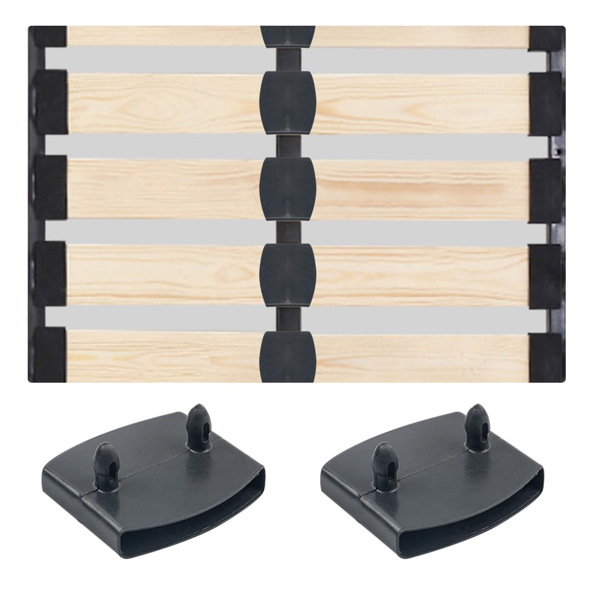 Sgehai 72 Pcs bed slats replacement bed slat end clip,plastic bed slat holders caps 55mm,48 ends and 24 center,for double/single bed and king size