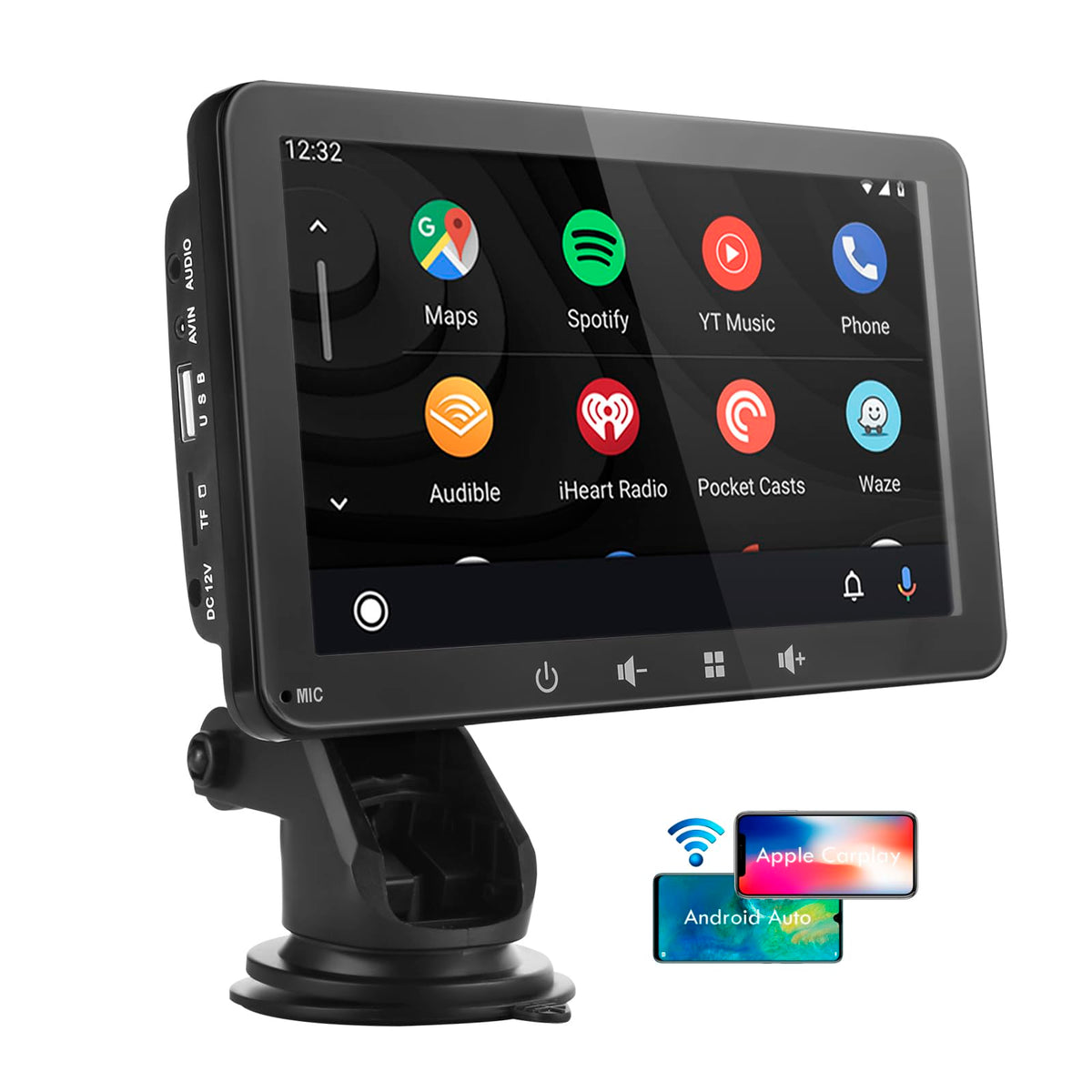 7 Inch Portable Car Stereo 2025 Upgraded Compatible with Wireless CarPlay & Android Auto, AirPlay, Stereo Sound, Voice Controll WiFi BT/Wired
