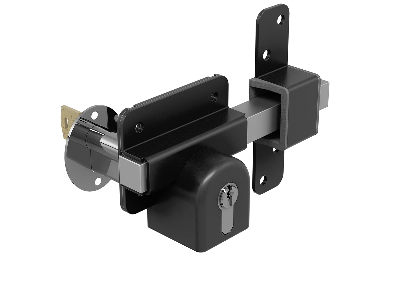 GateMate Long Throw Gate Lock 1490096, Euro Profile Keyed Both Sides Gate Lock for Sheds, Gates & Garage Doors, 316 Stainless Steel, for Wooden Gates