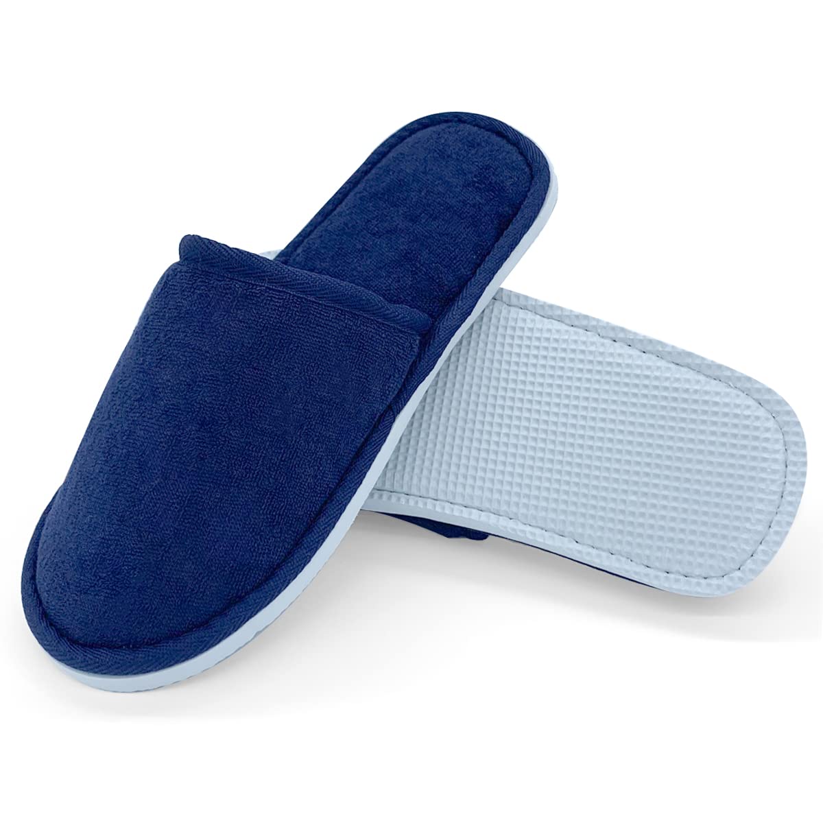 JOMIX Unisex Soft Comfy Ultra Light Sponge Slippers Set Guest Visit Hotel SPA Travel Non-Disposable Slippers Set MD3762 ( 01 Blue 2 pairs, 4 )