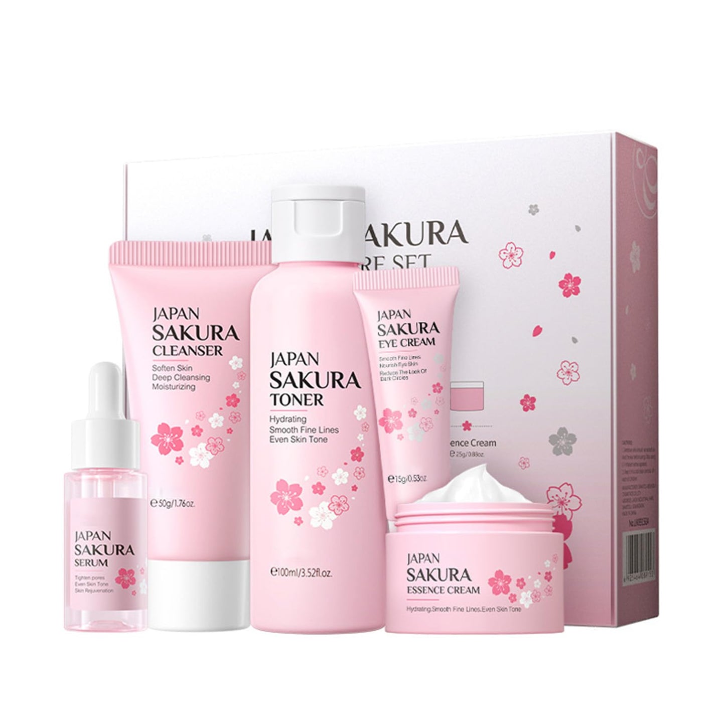 Sakura Skin Care Set, Mothers Day Gift Set, Skin Care Sets & Kits, Skincare Set Products with Face Serum,Cleanser,Eye Cream,Face Cream,Toner,Travel