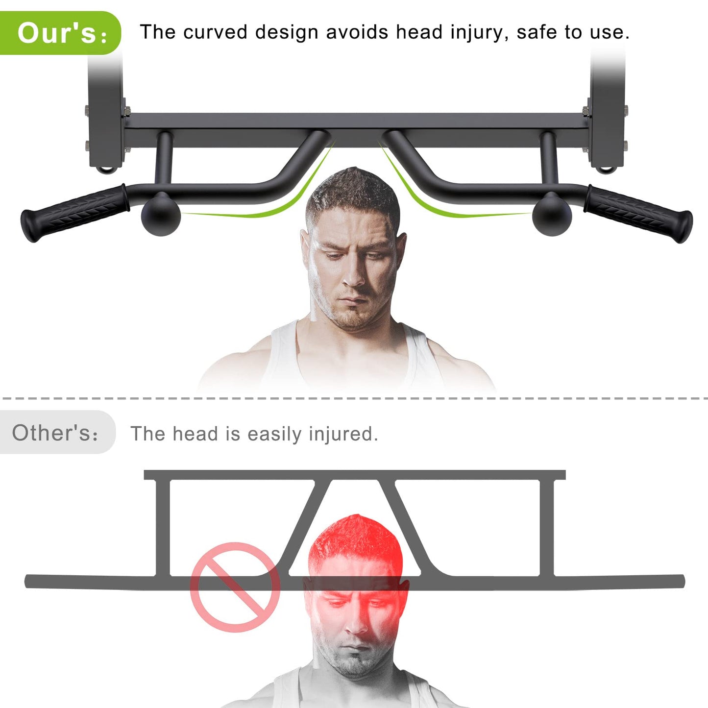 Kipika Multifunctional Joist Mounted Pull Up Bar, 4 Levels of Height Adjustment, Multi-Angle Grip, Chin Up Bar Joist Mount, Home Gym Workout Strength