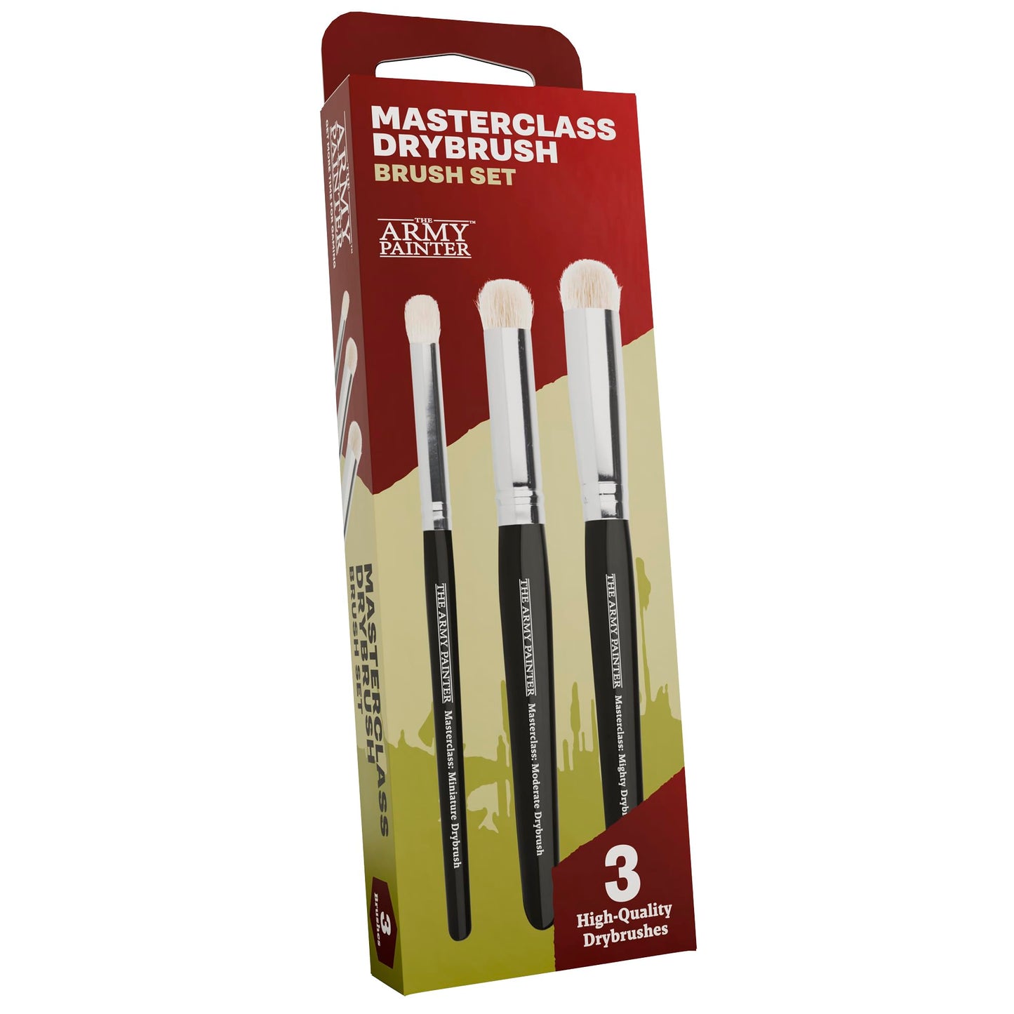 The Army Painter, Masterclass Drybrush Set, 3 Sizes Hobby Drybrushes, Goat Hair Brush Set: 15mm Mighty Drybrush, 12mm Moderate Drybrush, 7mm Miniature