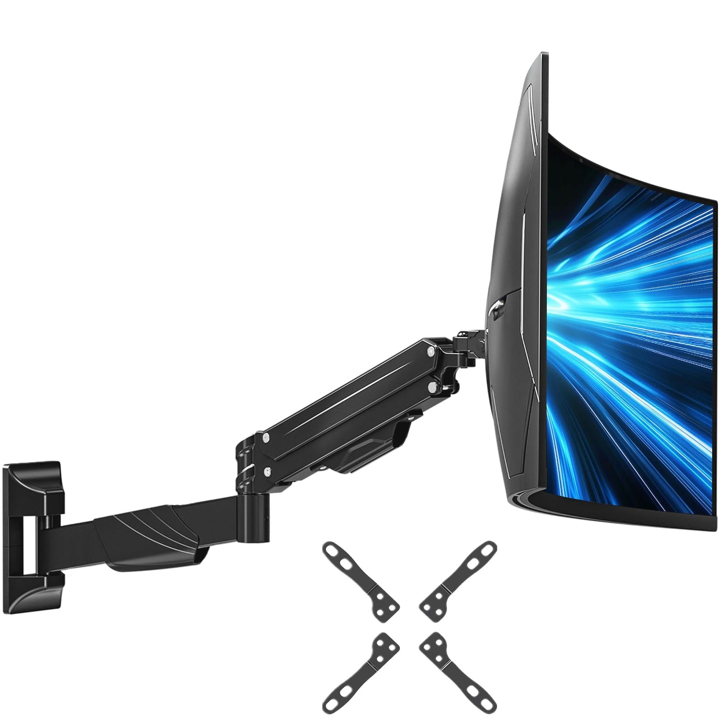 ELIVED Monitor Wall Mount for 17-43 Inch Ultrawide Screens, Gas Spring Monitor Arm Holds Up to 15kg, Adjustable Tilt Swivel Rotate Single Arm with