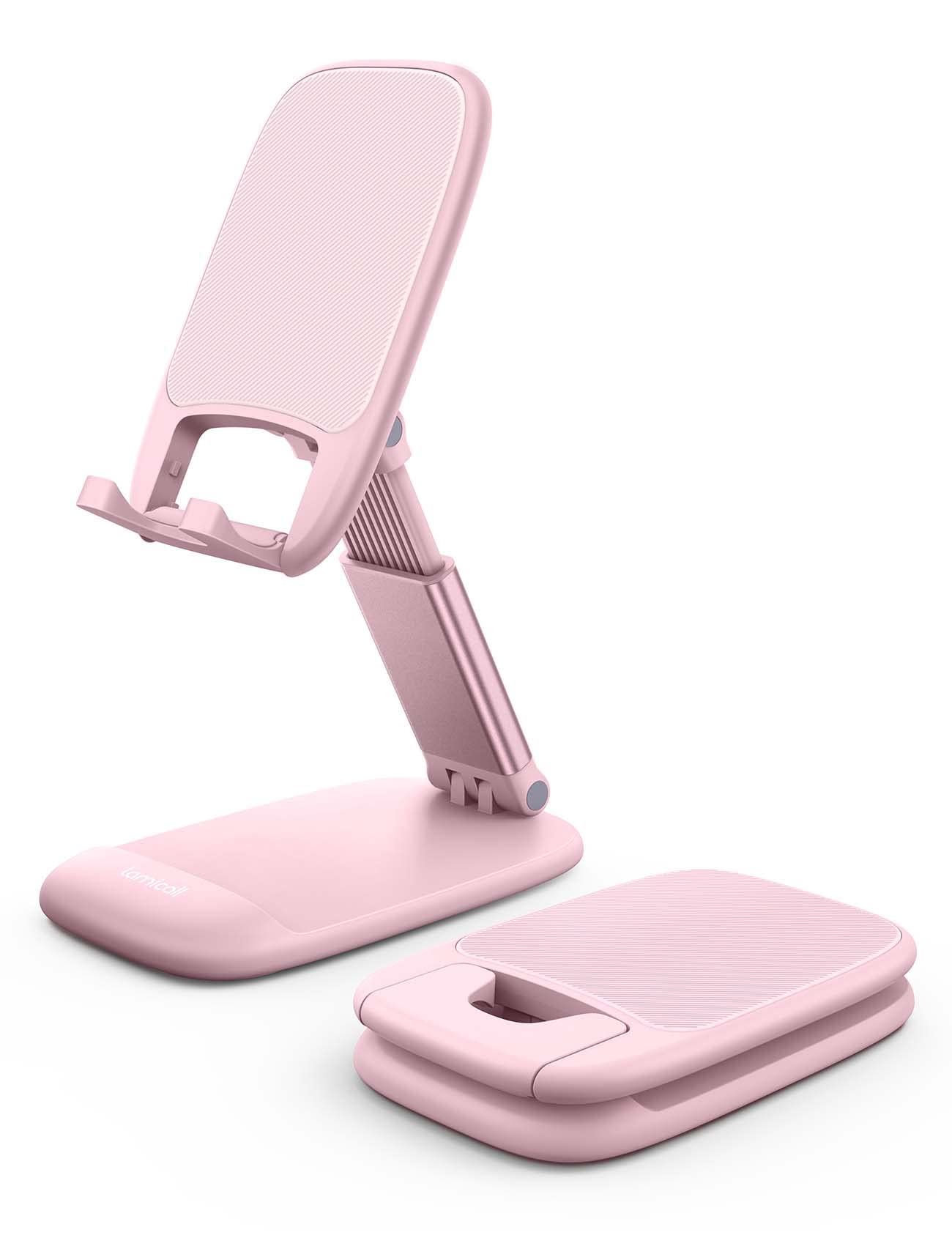 Lamicall Adjustable Phone Stand for Desk - Foldable Phone Holder Cradle Dock for iPhone 17 16 15 14 Pro Max Plus Air, 13 12 Pro Max Mini, 11 Pro, Xs,