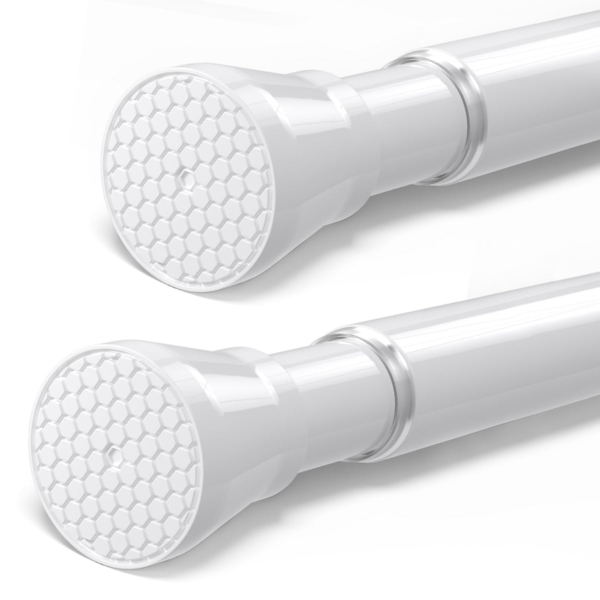 2Pack White Shower Curtain Rail 75-160cm Tension Rod Extendable Curtain Poles Telescopic Pole Rods Extendable Shower Rod No Drilling for