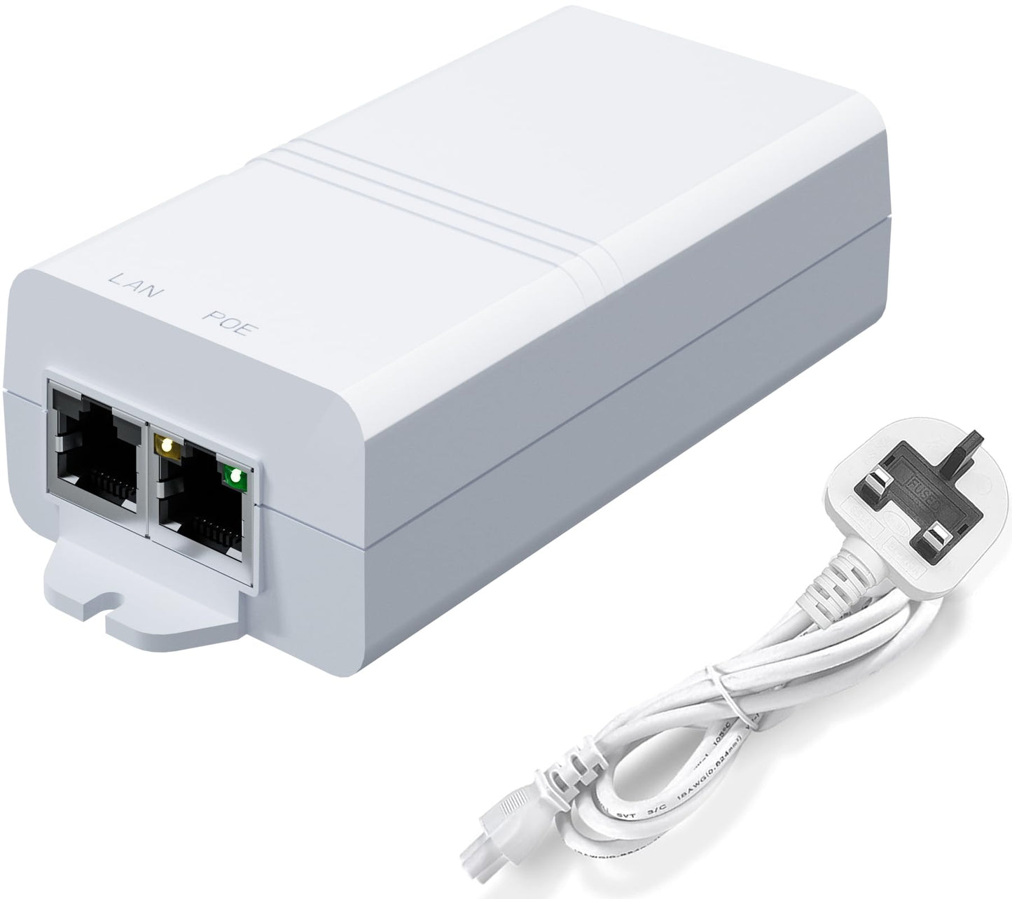 AgilePoElink 10 Gigabit PoE Injector 30W Power Supply, Active PoE+ Power Injector Adapter with 2 Mounting Tabs for Security IP Camera, Wireless AP, IP
