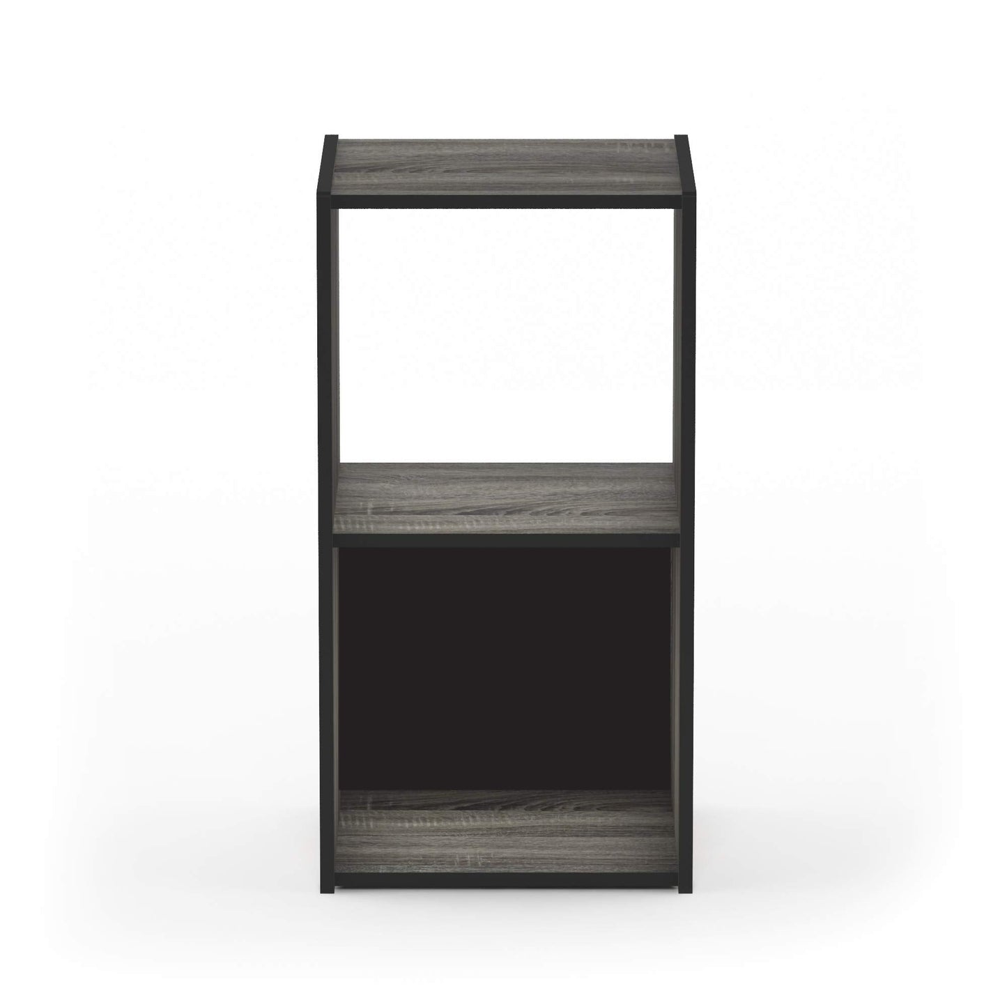 Furinno PELLI Book Shelf, 2x1 Bookshelf, Cube Storage Organizer Cabinet, 12.2 x 11.6 x 24.2, for Living Room, Bedroom, Home Office, French Oak/Black