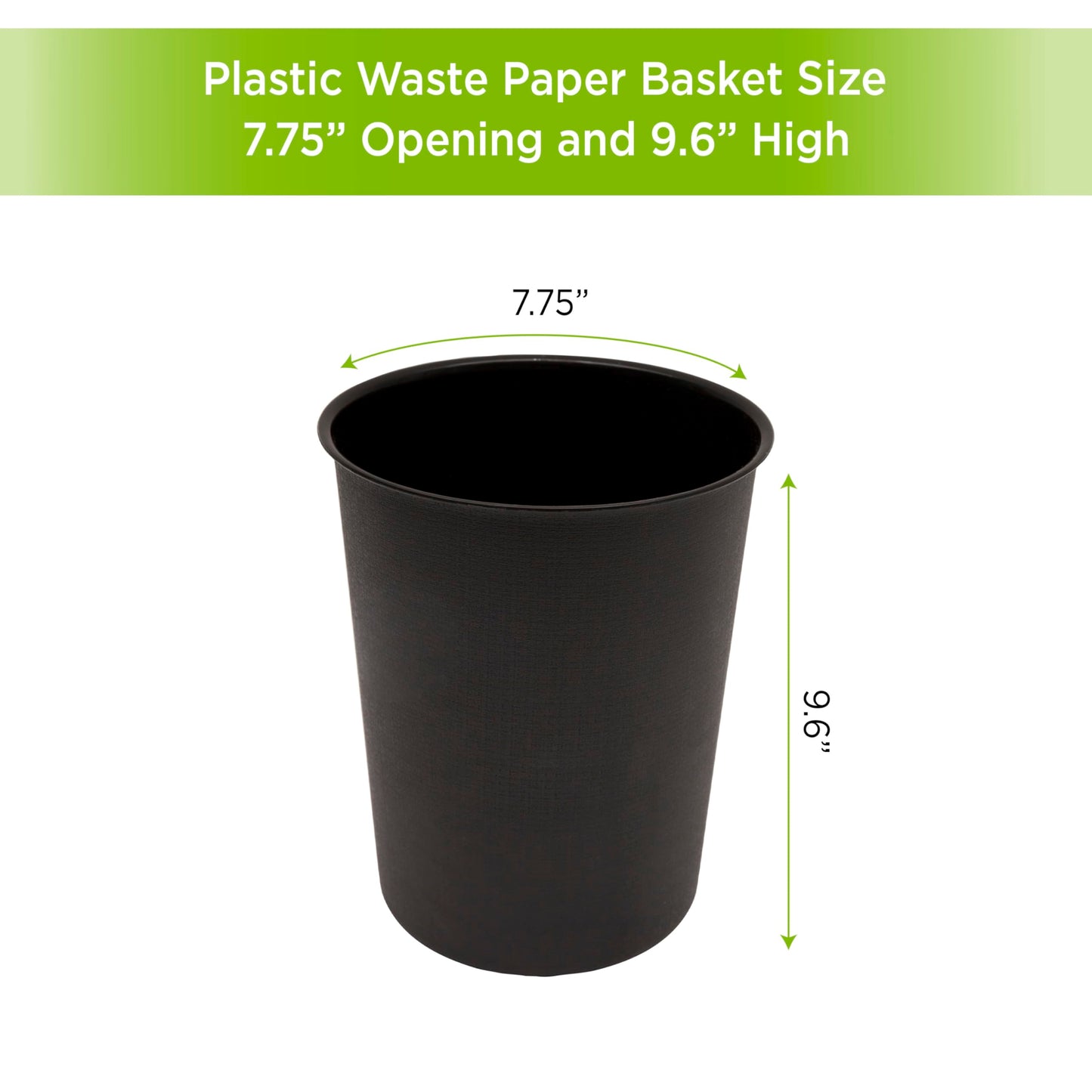Kenney Storage Made Simple Plastic Waste Basket, Black