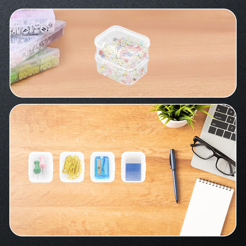 WYAN 21 Pcs Mini Container Boxes, Square Empty Mini Clear Plastic Organizer Storage Box Containers with Hinged Lids for Collecting Small Items, Beads