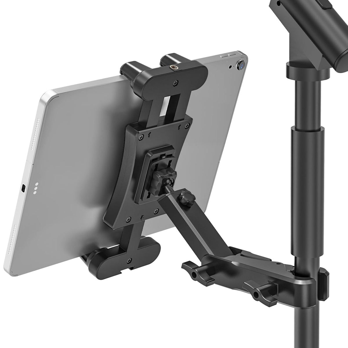 Jubor Tablet Microphone Stand, Tablet Holder for Microphone Stand 360? Swivel, iPad Mic Music Mount Phone Holder Compatible with iPad/Pro/Air/Mini And