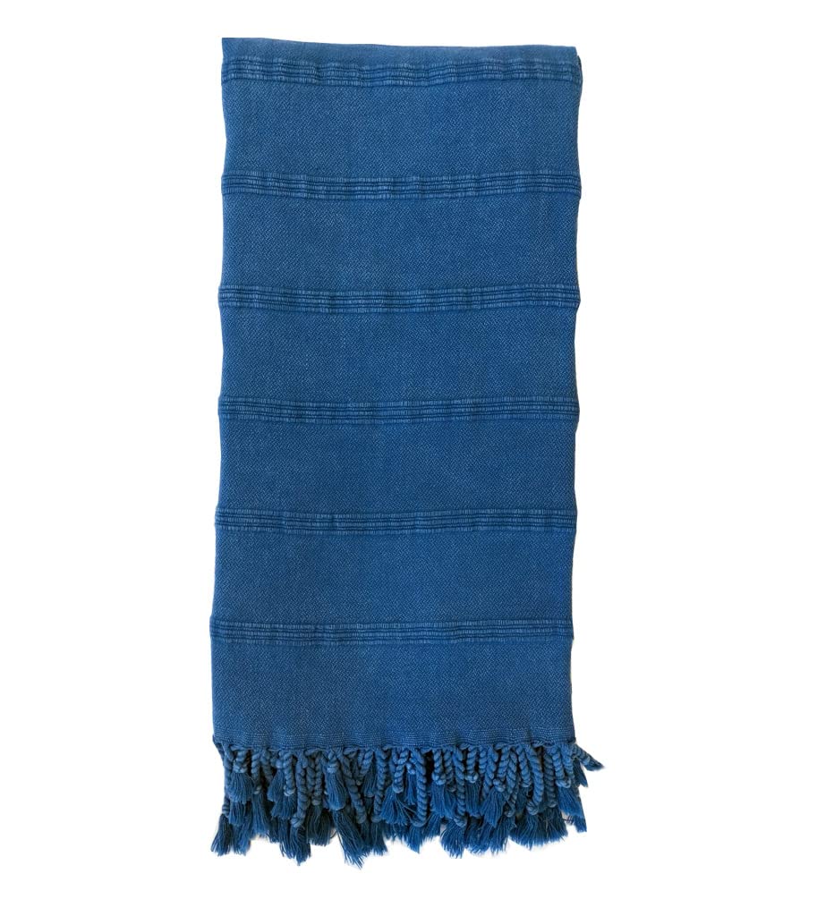 your castle Peshtemal Hammam Towel XXL Sauna Towel Bath Towel Beach Blanket Fitness Yoga Spa 100% Cotton Large 90 x 170 cm Blue