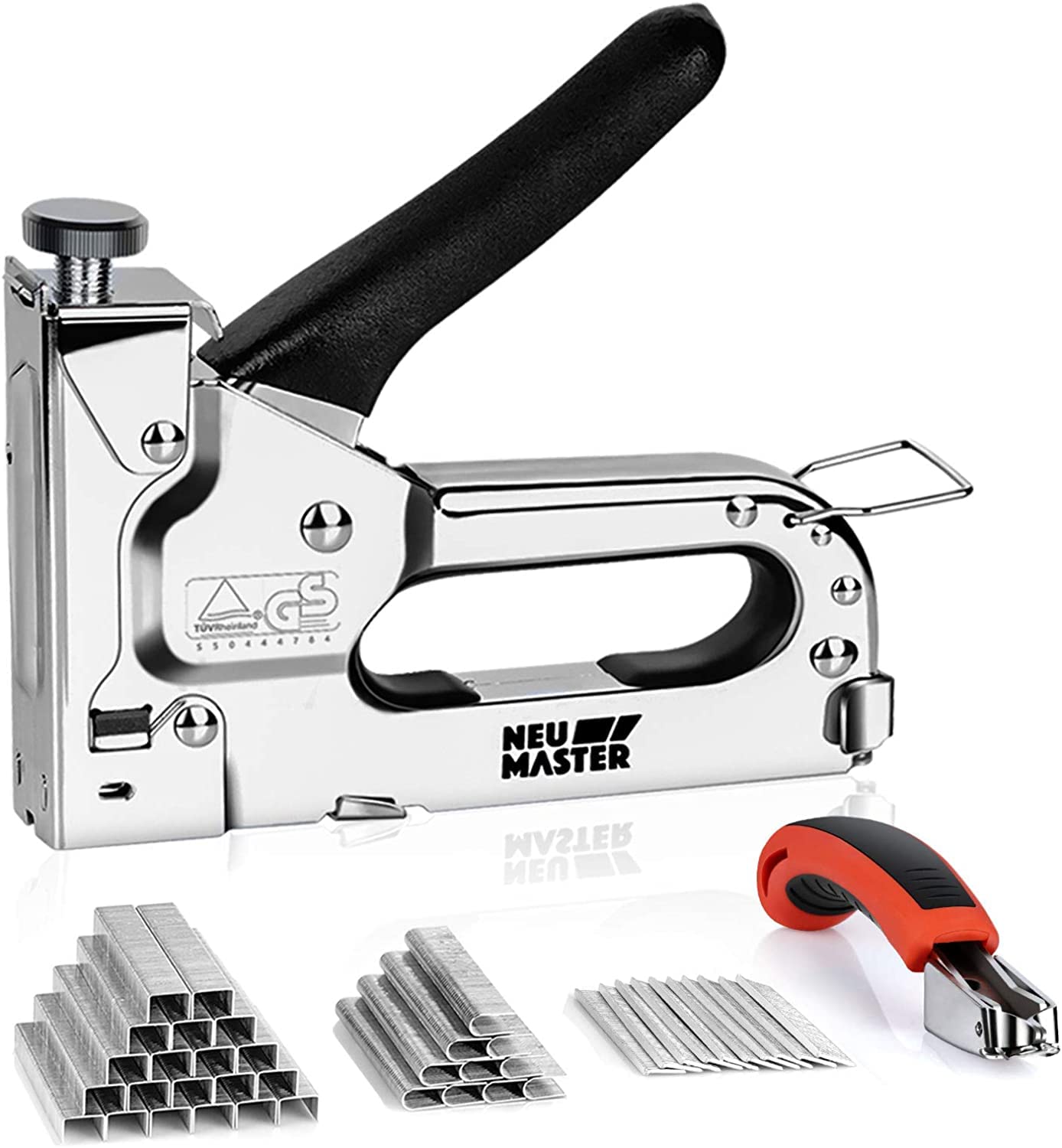 NEU MASTER Staple Gun, 3 in 1 Heavy Duty Staple Guns with Stapler Remover and 2000Pcs Staples/Nails, Manual Staple Gun for Upholstery, Fixing