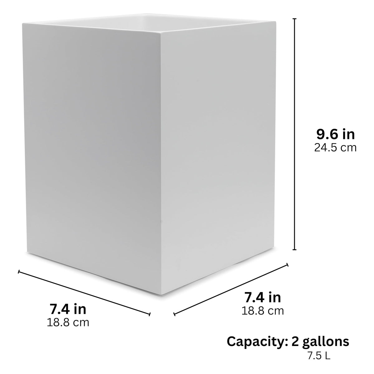 YEW DESIGN Matte White Square Small Trash Can, 2 Gallons / 7.5L Garbage Can, Waste Basket for Home, Bathrooms, Office, Under Desk, Bedroom