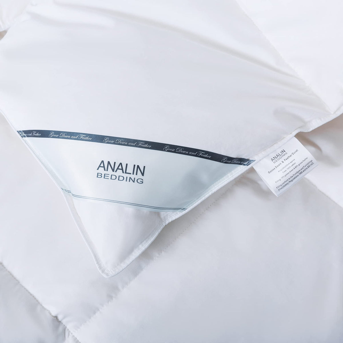 ANALIN Double Size Duvet - 13.5 Tog Luxurious Goose Feather & Down Quilt, 50% Down Double Size Bed Duvet, 100% Cotton Shell, Anti-dust mite &