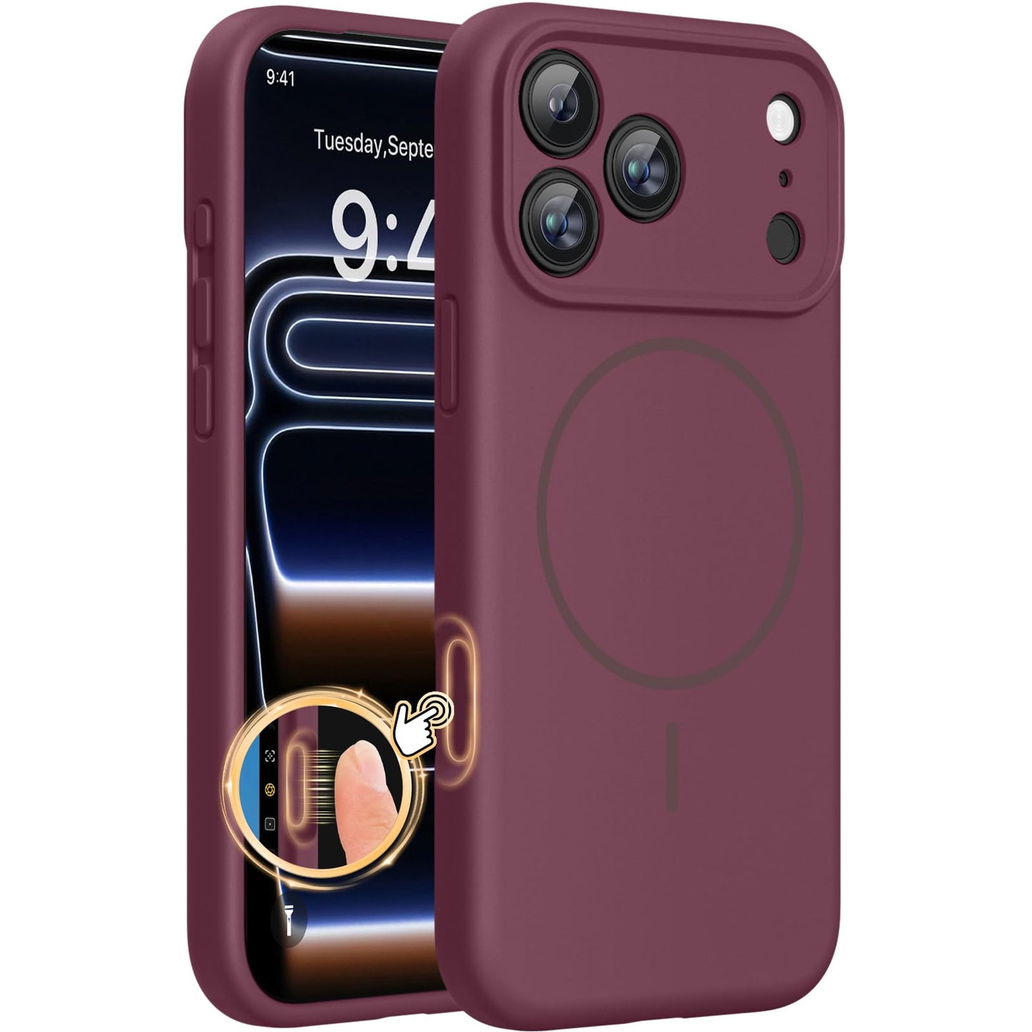 Miracase for iPhone 17 Pro Case, Compatible with MagSafe, Integrated Silicone Camera Control Cover, 3.0mm Thicken Shockproof Drop Protection Phone
