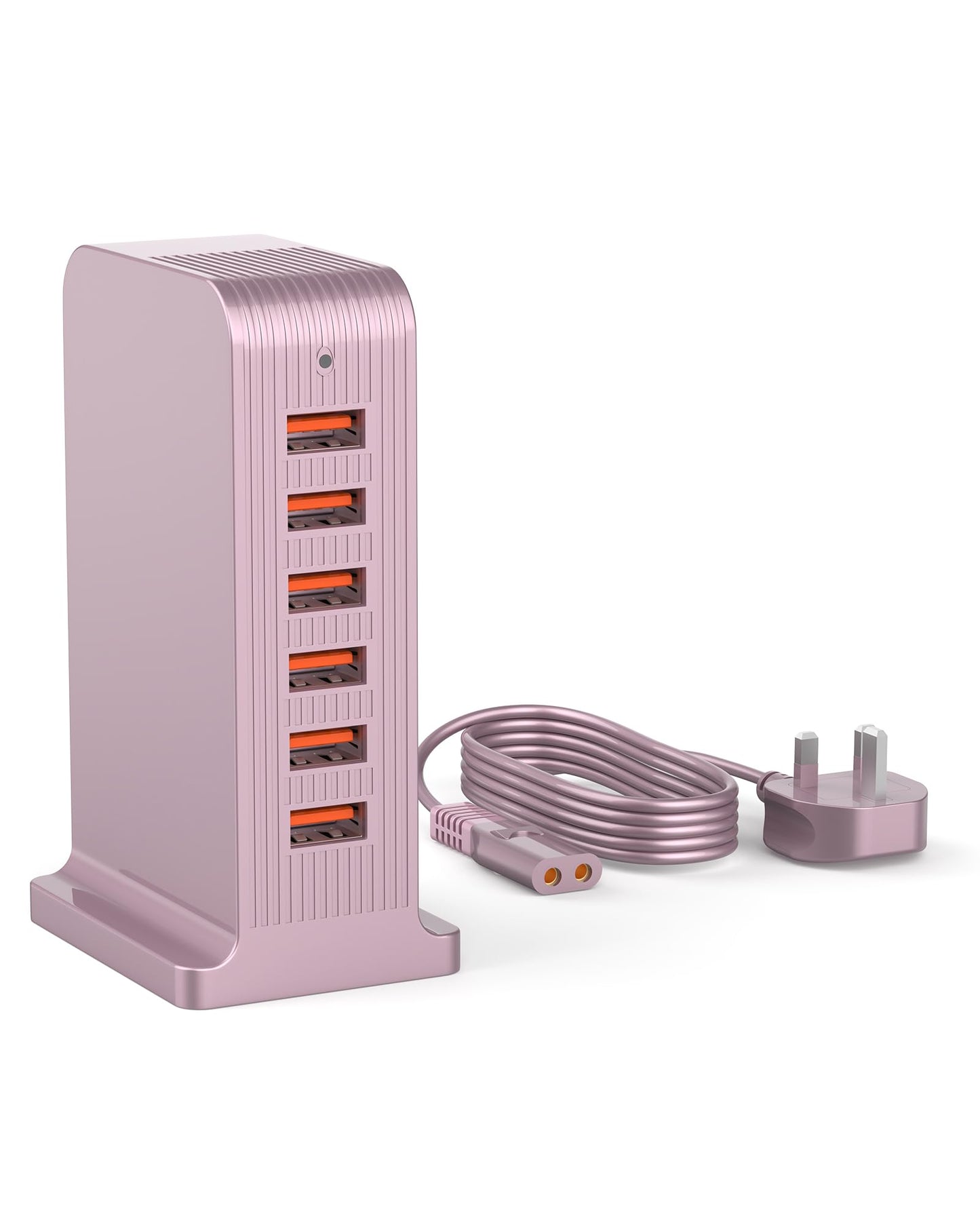 Qurzou 50W USB Charging Station,Multi 6-Port USB Tower Charger Plug for iPhone 15/14/14 Pro/14 Pro Max, Android, Samsung(Rose Gold 50W)