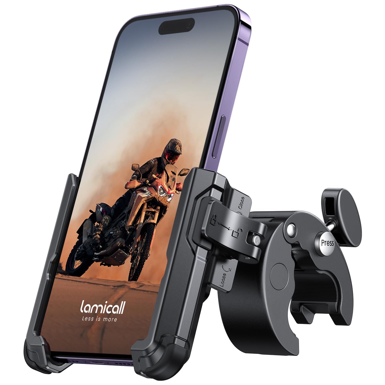 Lamicall Motorcycle Phone Holder for Filming - ?1s Quick Release? Universal Motorbike Phone Mount, Phone Holder Bike for iPhone 17 16 15 14 13 Pro Max