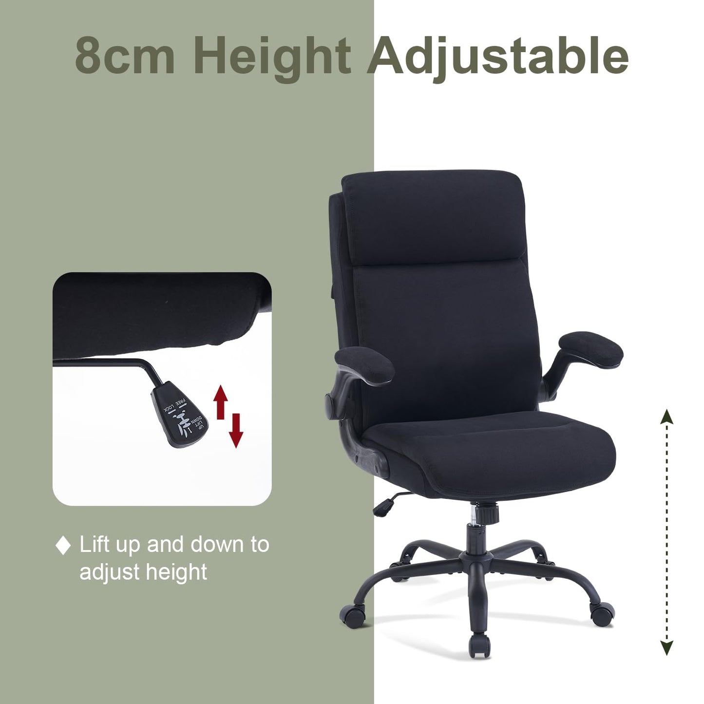 CASTLOVE Fabric Office Chair Ergonomic Desk Chairs for Home Office, Black