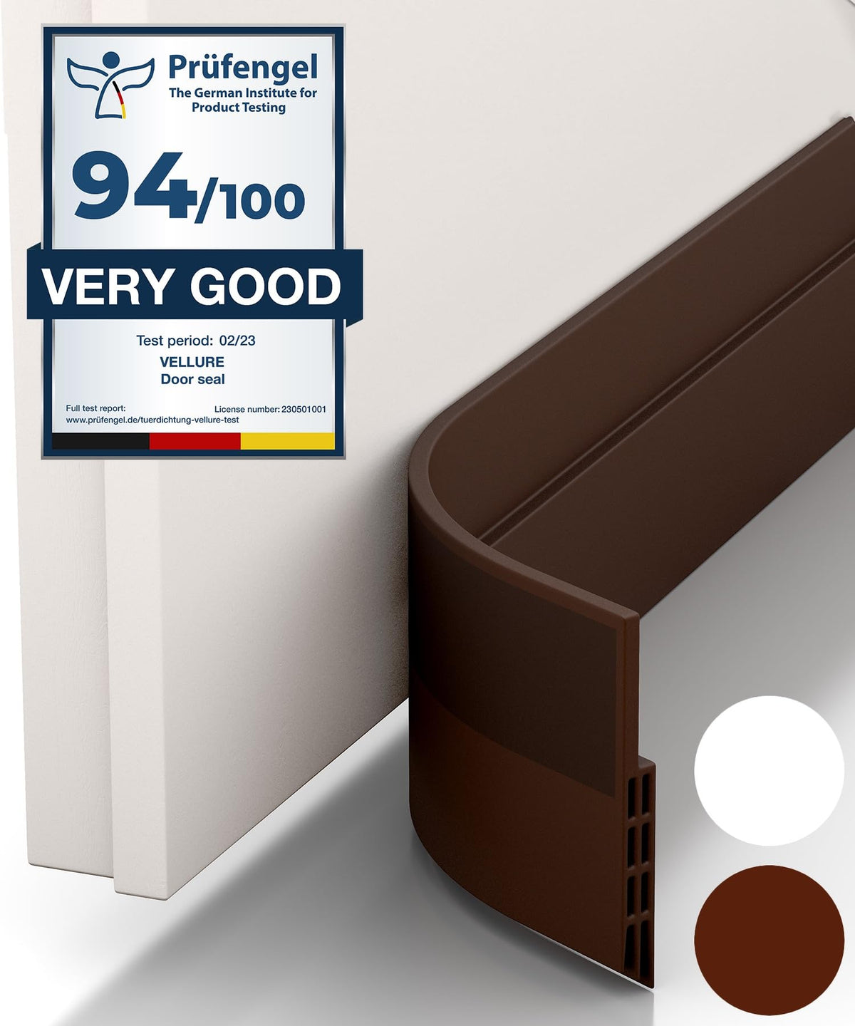 Vellure? 5x Premium Door Draft Excluder Strip - Door Seal for Energy Saving - Quick and Easy Installation - Draught Excluder for bottom of door -