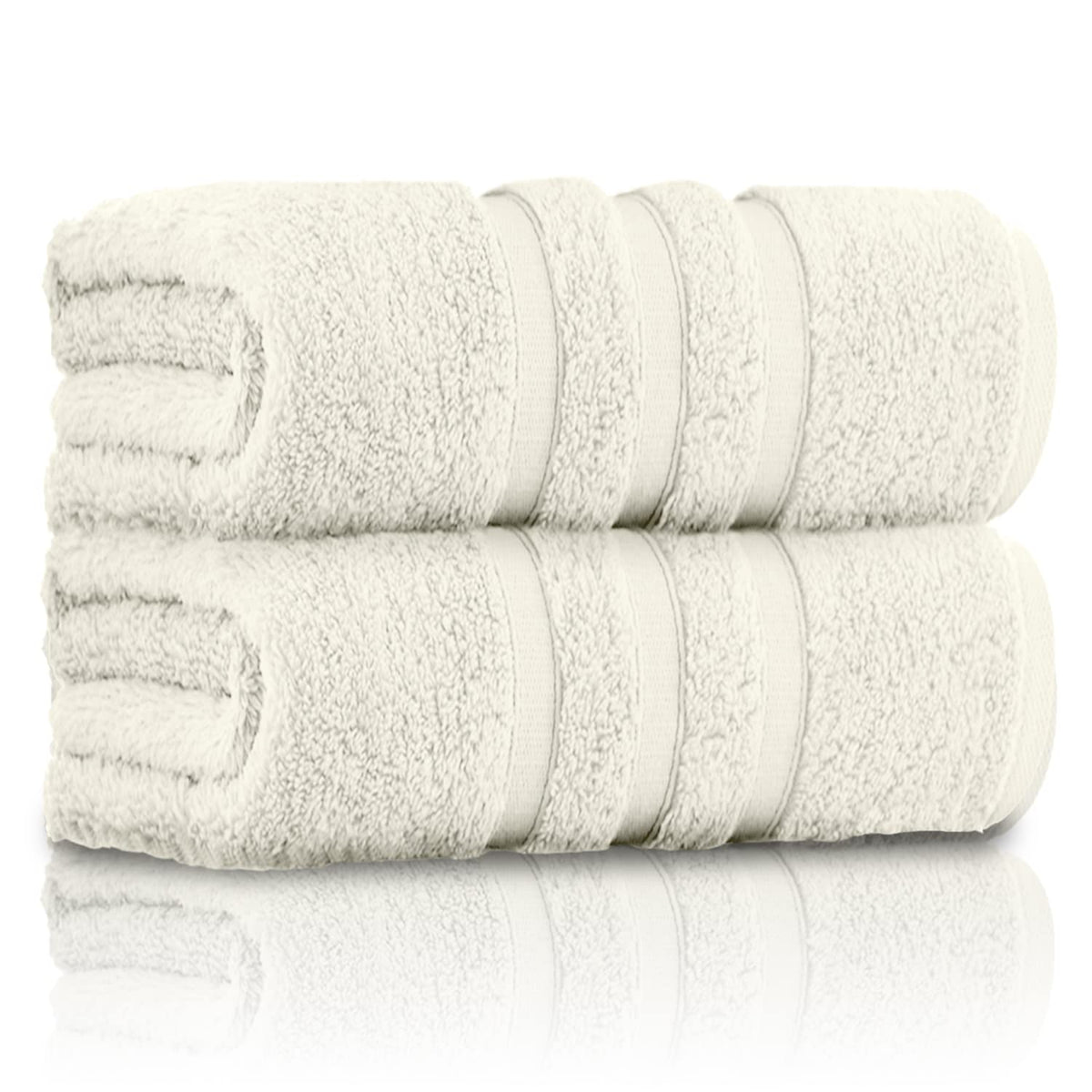 GC GAVENO CAVAILIA Pack of 2 Ultra Soft Super Absorbent Bath Sheets, 550 GSM 100% Cotton Line Texture Towels, Cream, 80x140 Cm