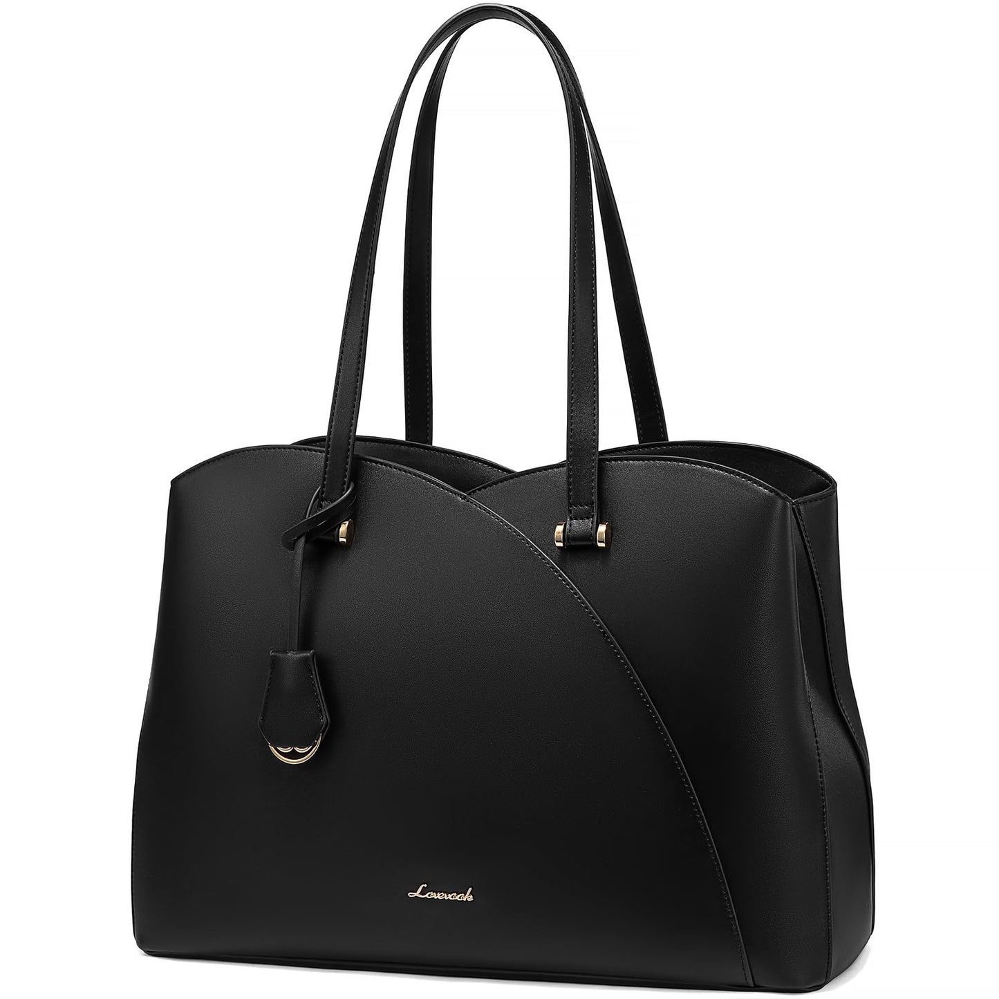 LOVEVOOK Tote Bags for Women, Large Laptop Handbags 15.6 Inch Work Bag Womens with Compartments, PU Leather Ladies Hand Bags for Office School Uni