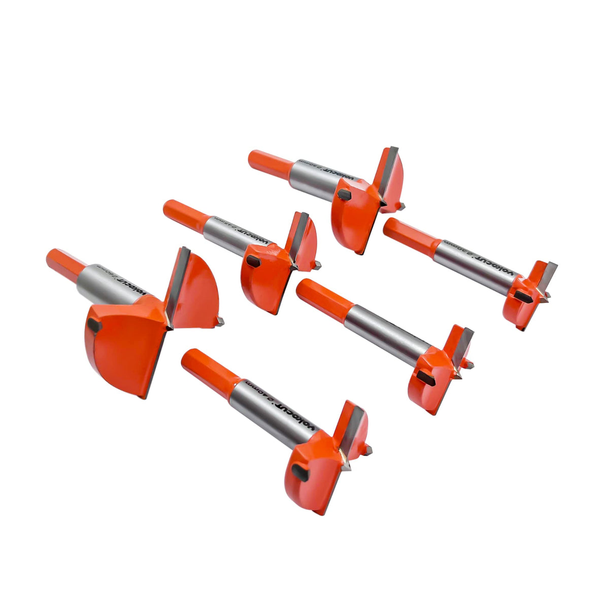 6PCS Forstner Drill Bit Boring Hole Saw Set 30/35/40/45/50/60mm Tungsten Carbide Steel Hinge Cutter Tool Kits for Wood Plastic Plywood, Large Forstner