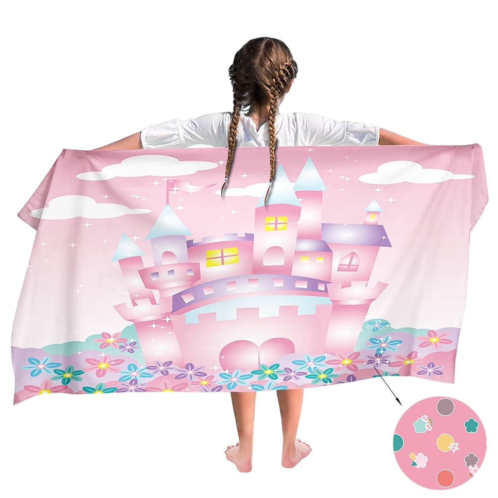 Ulticool Microfibre Children's Towel 140 x 70 cm ? Unicorn Castle ? Lightweight Travel Towel Quick-Drying Bath Towel Beach Towel Sauna Towel