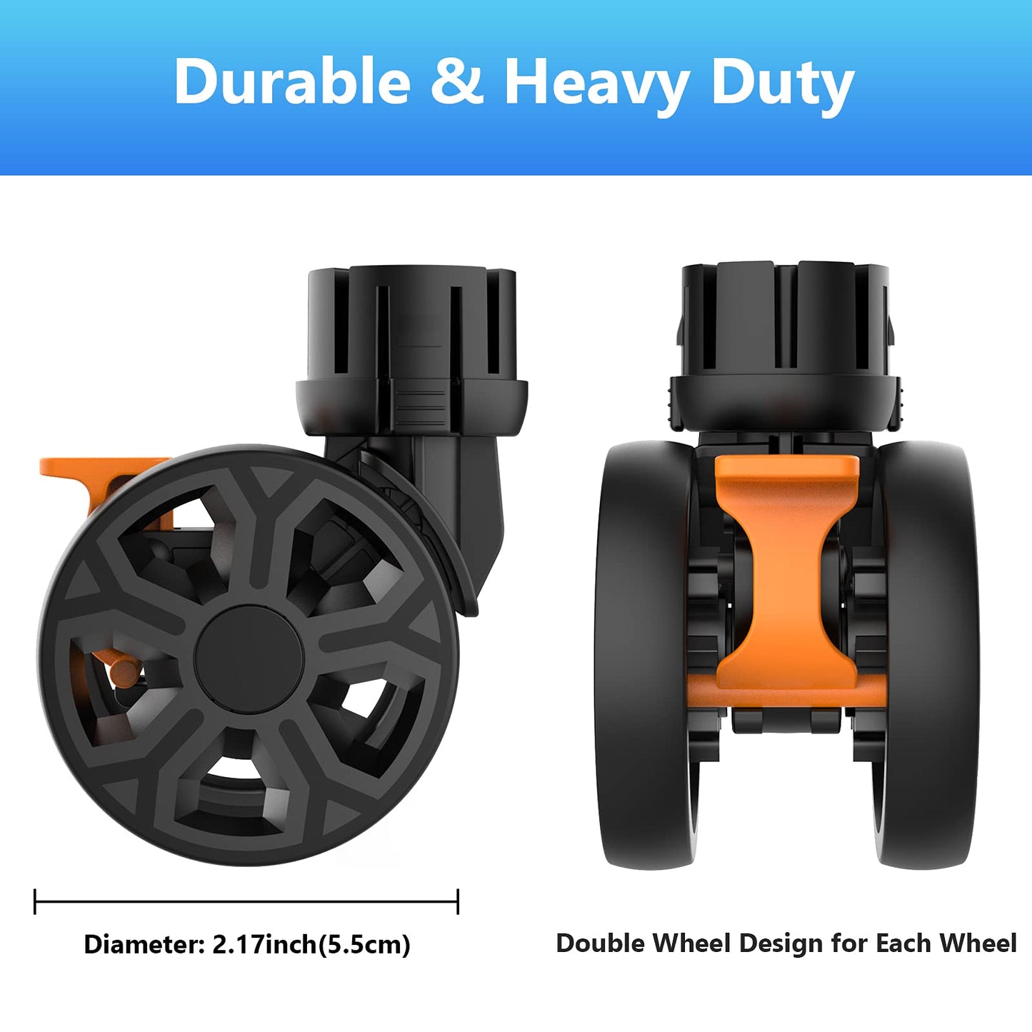 Durable swivel wheels for folding tool cart BY06 (black, 4 pcs.)