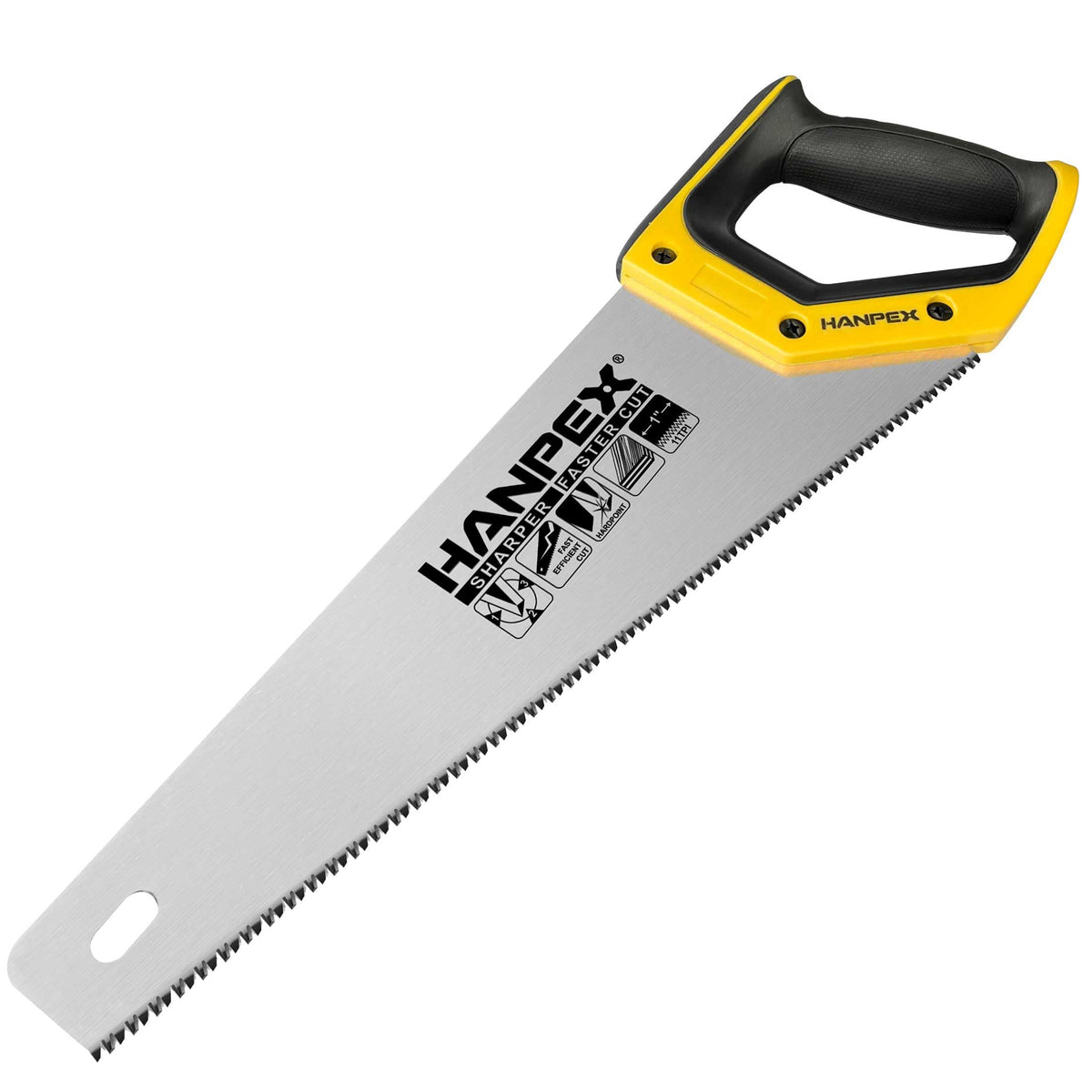 Hanpex 350mm (14inch) Pro Hand Saw, 11 TPI Fine-Cut Handsaw - Sharp Manual Saw Idea for Cutting Wood, Sawing, Gardening, Trimming, Plastic Pipe,