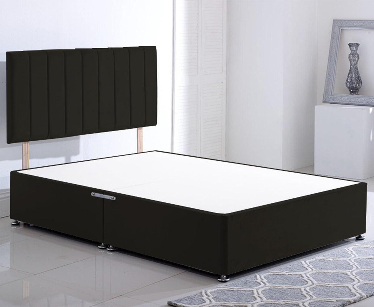 ComfoRest - Modern 4FT Small Double Divan Bed, NO DRAWER | Minimalist Frame for Compact Spaces | Reliable Design for Versatile Living Solutions (Black