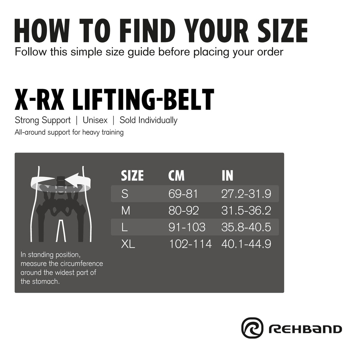 Rehband Weight Lifting Belt for Squats & Deadlifts - Weightlifting Belt for Men & Women, Powerlifting and Bodybuilding Belt Unisex, Heavy Duty Gym