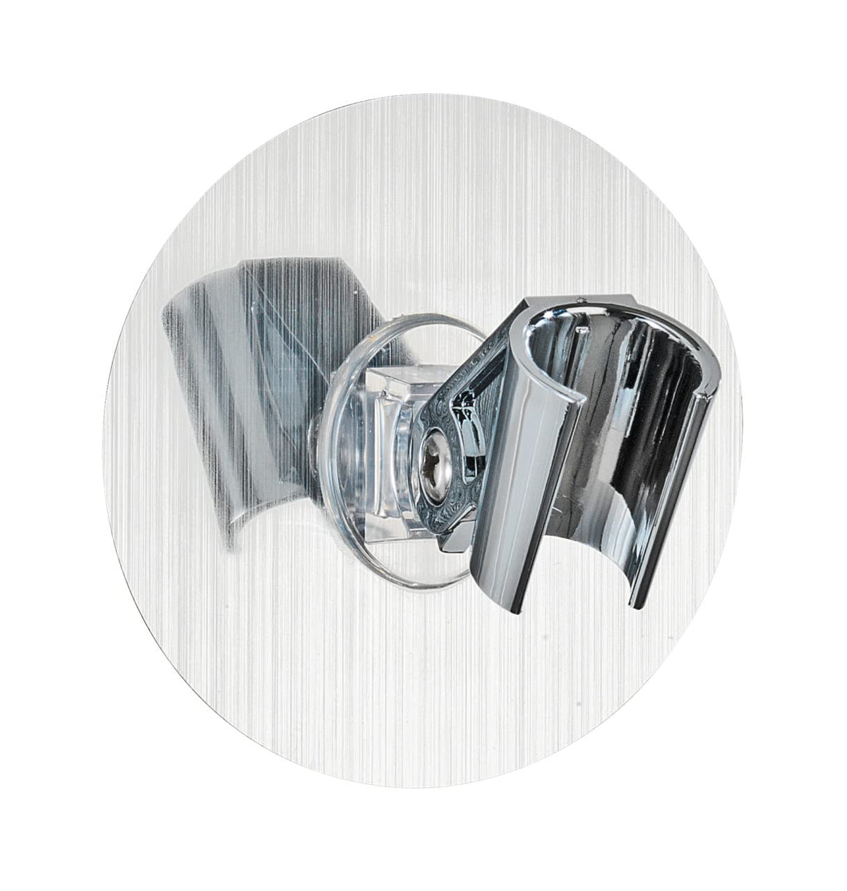 WENKO 22133100 Static-Loc? shower head holder Osimo - fixing without drilling, Polyethylene terephthalate, 9.5 x 6.2 x 9.5 cm, Silver
