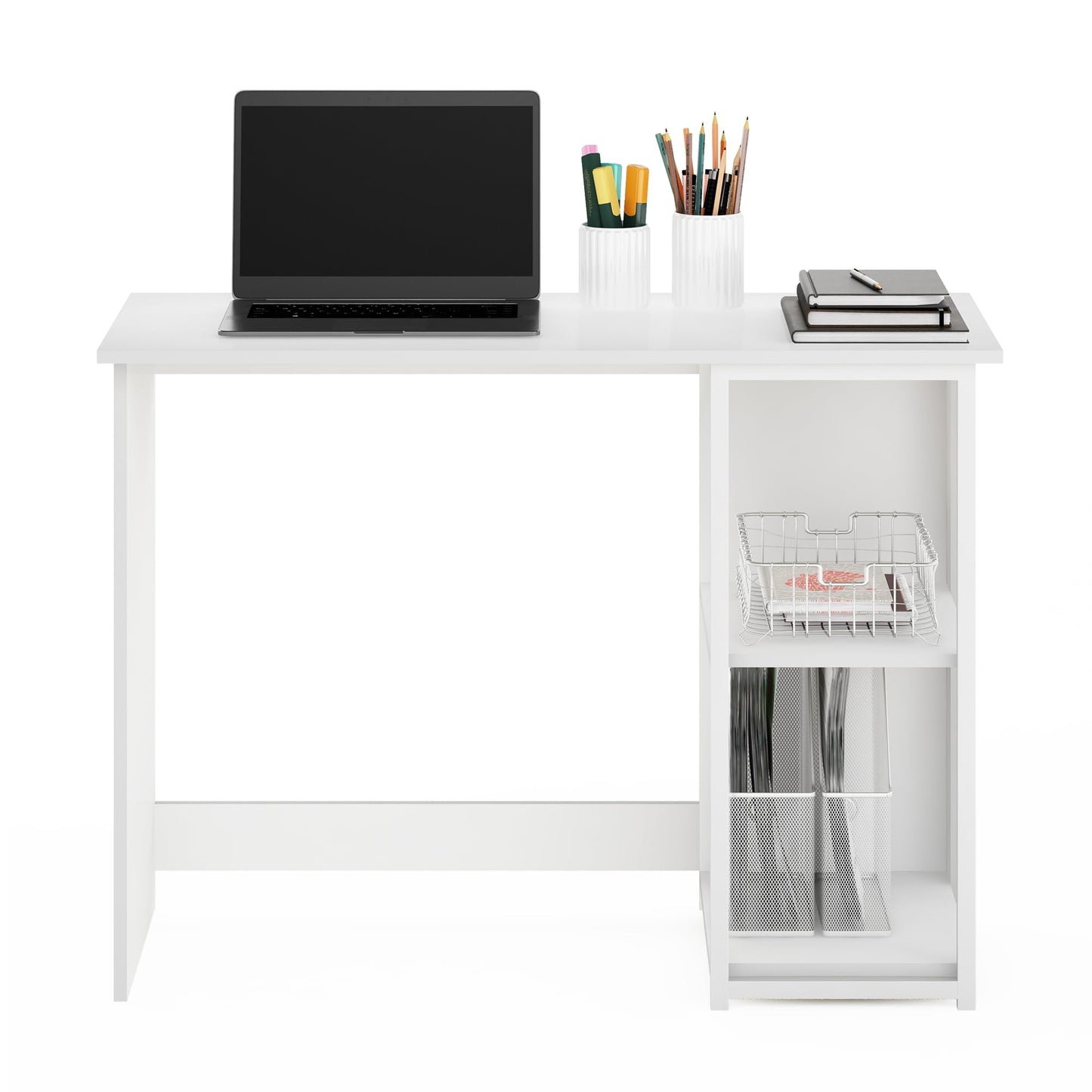 Furinno Computer Desk, Solid White/White, 74.2 (D) x 101 (W) x 45 (H) cm