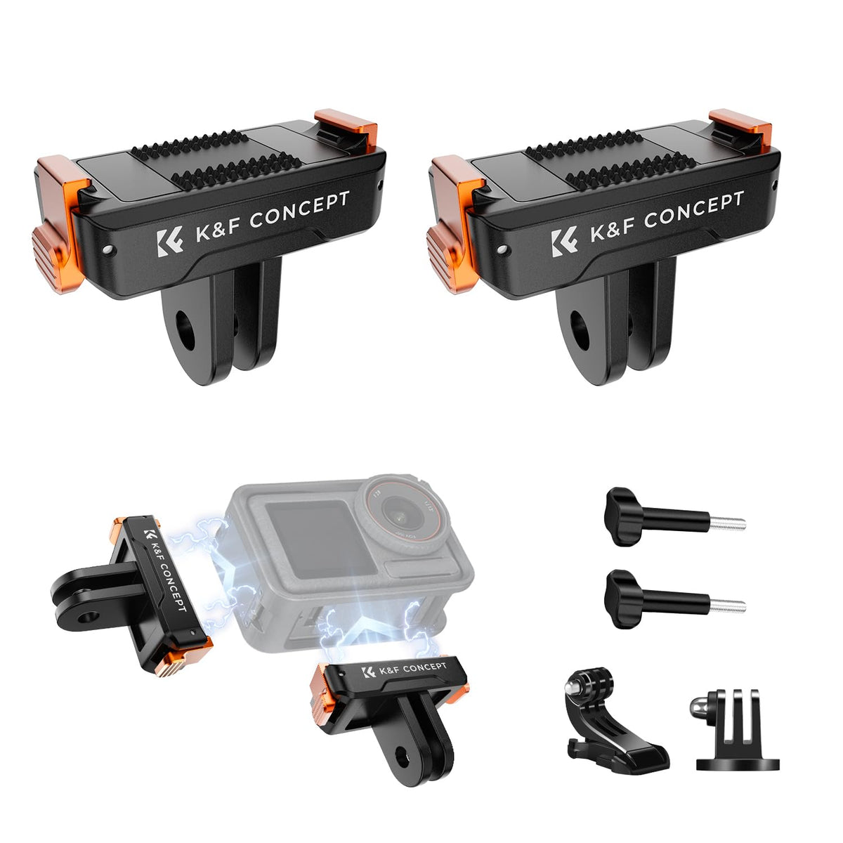K&F CONCEPT Magnetic Quick Release Adapter for DJI Osmo Action 5 Pro 4 3, For Osmo 360, Action Camera Mount 2 Spigot Design Sports Camera Mount