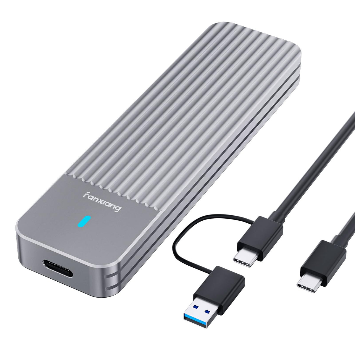 fanxiang M.2 NVMe / SATA Enclosure, Dual-Protocol SSD Enclosure USB 3.2 Gen2 10Gbps, Up to 4TB M Key/B+M Key, With 2-In-1 Cables for