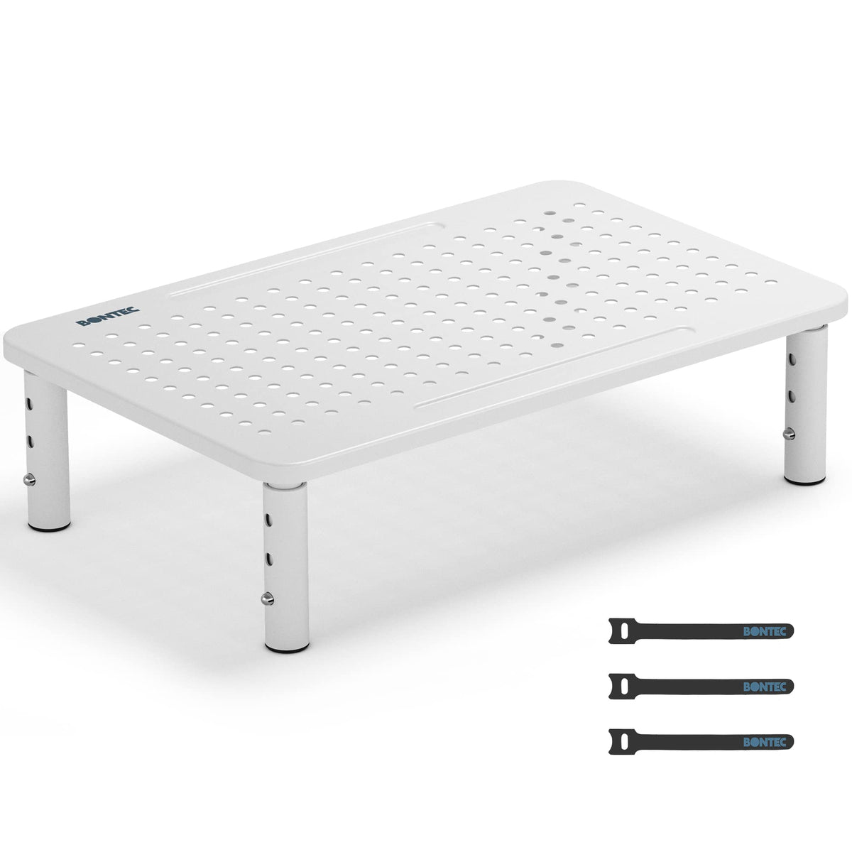 BONTEC Adjustable Monitor Riser Stand with 3 Height Levels, Ergonomic Metal Stand for Computer, Laptop, Printer, Mesh Surface for Better Airflow, Up