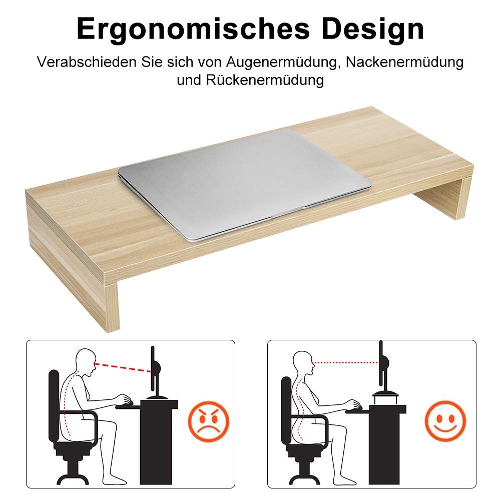 Ejoyous Wood Monitor Stand Riser, Desk Monitor Stand Ergonomic Laptop Stand for Computer, Notebook, PC(50x20x7.7cm)