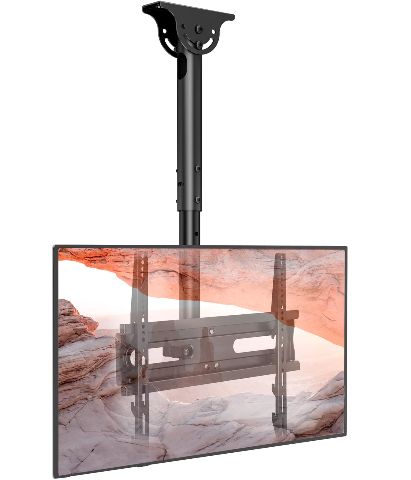 TV Ceiling Mount Adjustable Bracket Fits Most LED, LCD, OLED and Plasma Flat Screen Display 26 to 65 Inch, Maximum Load Capacity 50kg, Mounting Holes