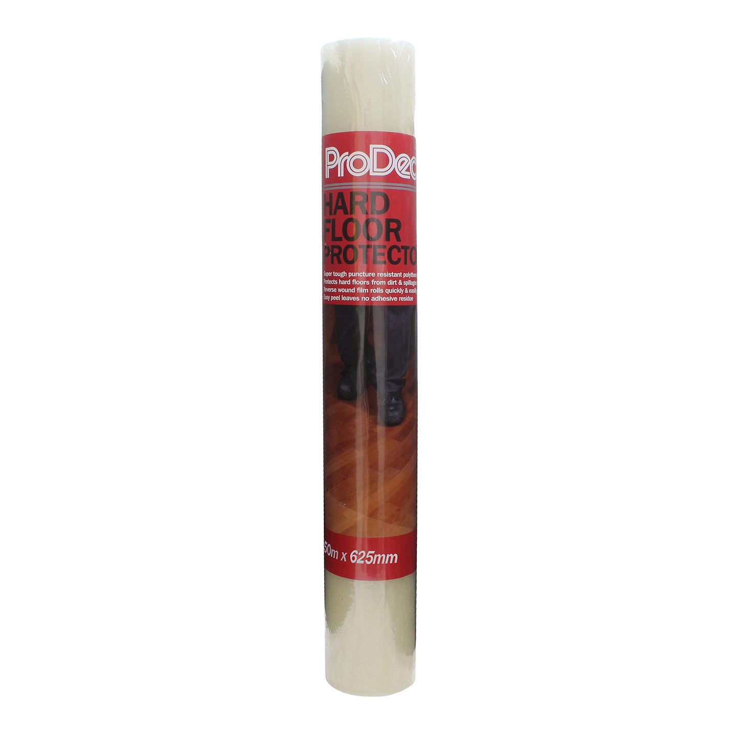 ProDec 50m Hard Floor Protector Film - Waterproof Self Adhesive Hardfloor Protector Roll, Protects Against Dust, Dirt, Paint, Paste, Spills - Hard