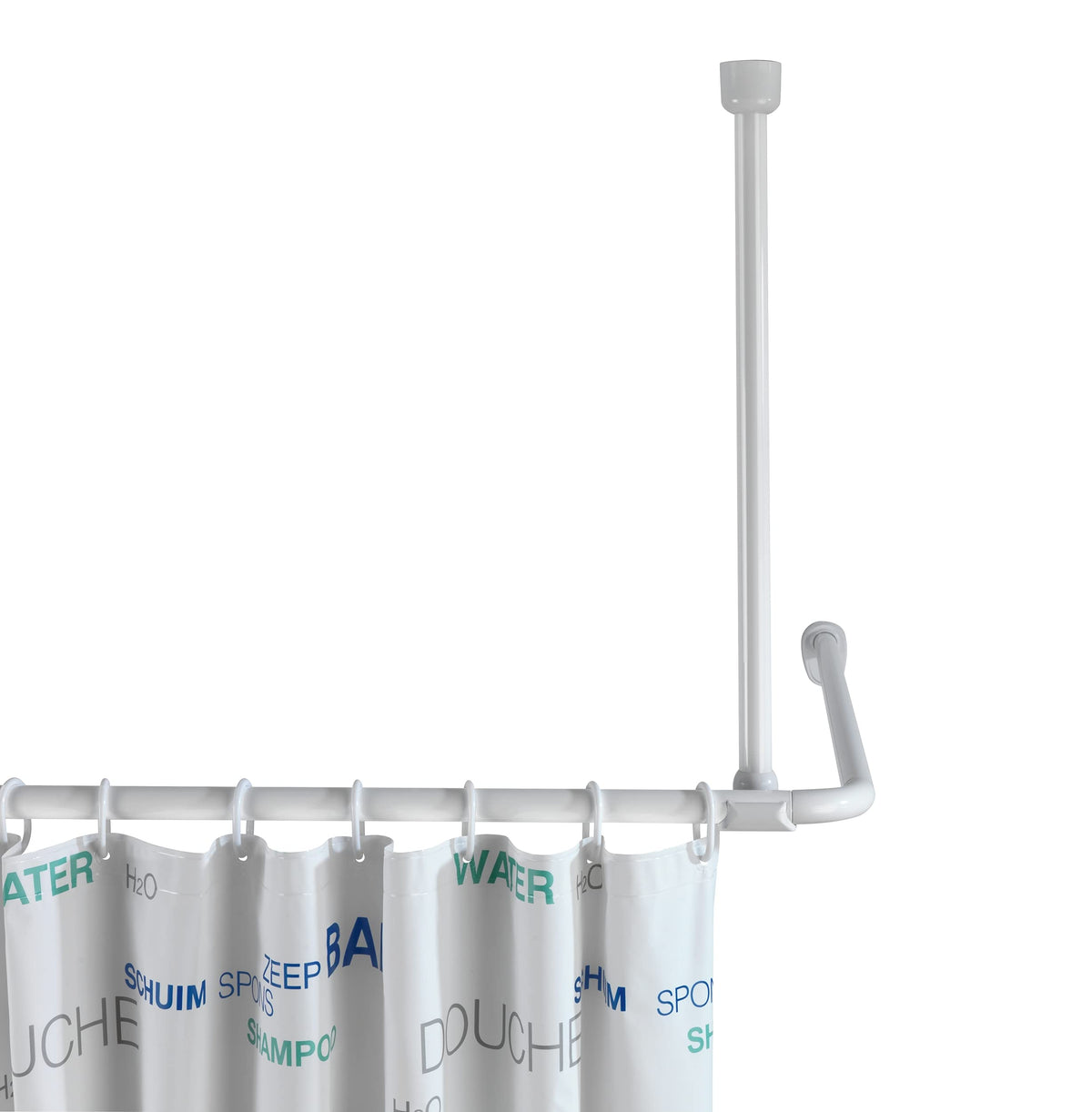 Wenko 19213100 Ceiling support for telescopic shower rail 57 cm length, Metal Aluminium, White