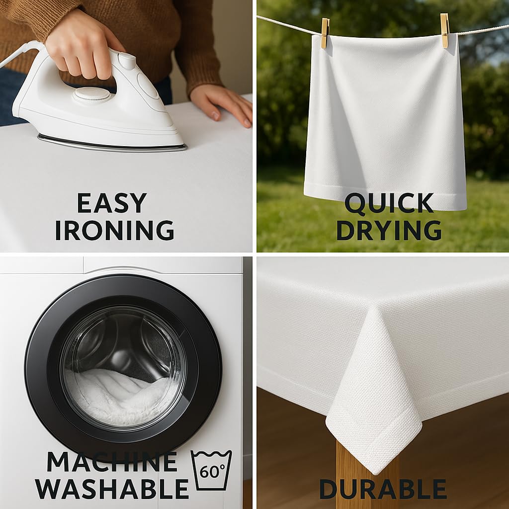 Table Runner Made of Minimate Fabric Modern, Smooth, Wide Hem, Non-Iron, Durable, Washable at 60°C, Can be Tumble Dried, Kitchen and Living Room