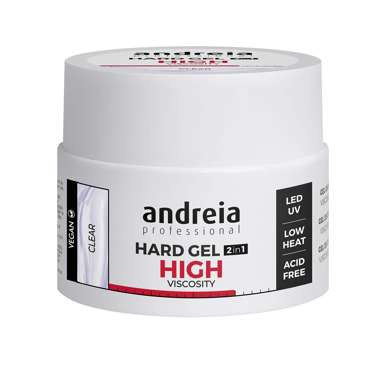 Andreia Professional Hard Nail Gel Biphasic 2 in 1 LED et UV Gel Nail Builder - High Viscosity Gel for Hard Strong Nails Tips and Extensions - Build