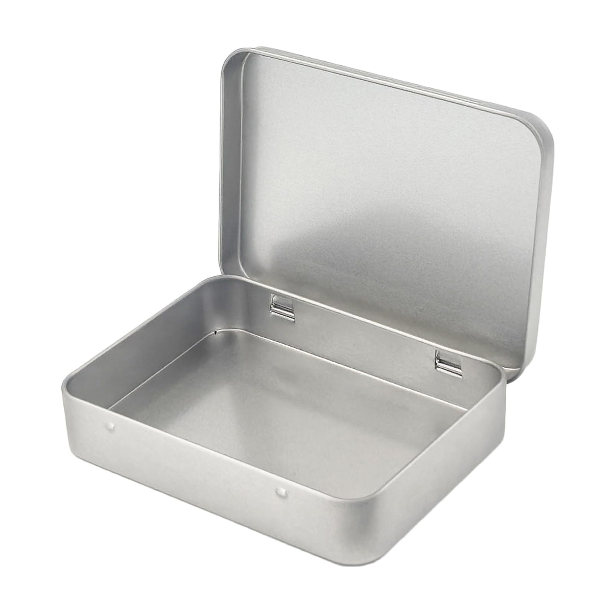 Goodma 24 Pieces Rectangular Metal Hinged Tins, Silver, 11.5 x 8.5 x 2.2 cm