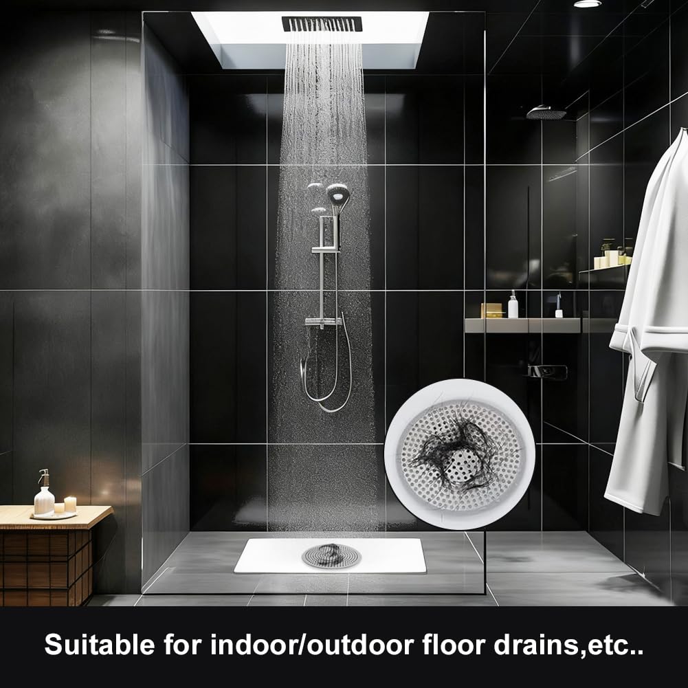 1Pcs Shower Drain Hair Catcher, Stainless Steel Drain Cover, Reusable Anti-Slip Bathroom Sink Strainer, for Bathroom and Kitchen