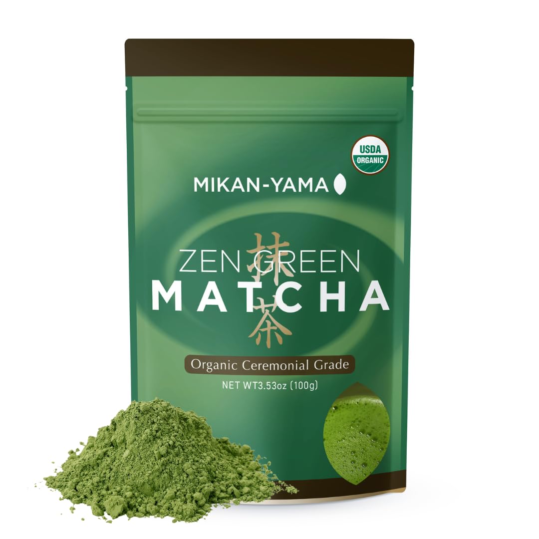 MIKAN?YAMA ZEN GREEN MATCHA (3.53oz (Pack of 1) Pouch, Ceremonial Grade)